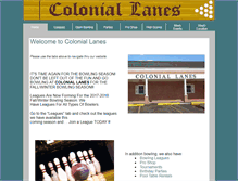 Tablet Screenshot of coloniallanesbowling.com